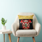 消防署ロゴ金ゴールド及び赤バッジ金ゴールド箔 クッション (椅子)