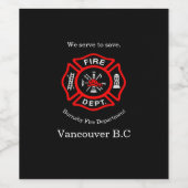 消防署ロゴ 私たちは救うために奉仕します ワインラベル (シングルラベル)