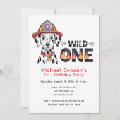 消防署ワイルドワンダルマティアンドッグ1st誕生日 招待状 (正面)