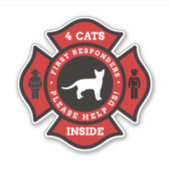 消防署内のペット4匹の注意 シール (正面)