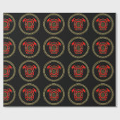 消防署金ゴールド及び消防軸付き赤バッジ ラッピングペーパー (フラット)