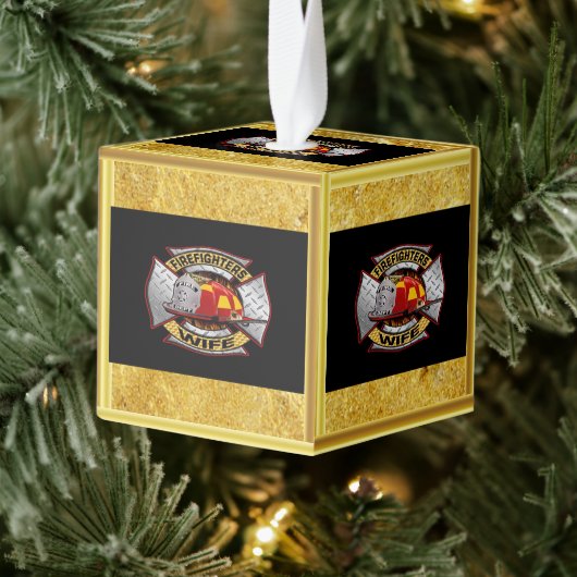 消防署金ゴールド・銀夫人バッジ キューブオーナメント (ツリー)