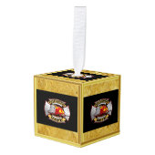 消防署金ゴールド・銀夫人バッジ キューブオーナメント (正面アングル)