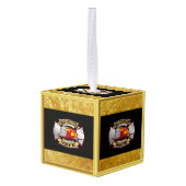 消防署金ゴールド・銀夫人バッジ キューブオーナメント (裏面アングル)