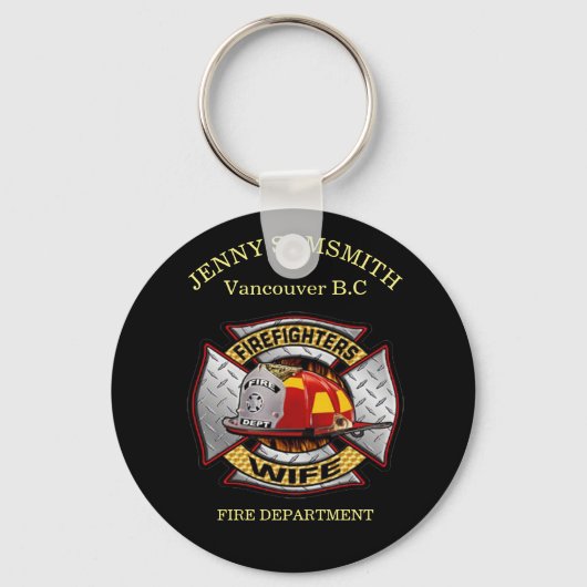 消防署金ゴールド・銀夫人バッジ キーホルダー (正面)