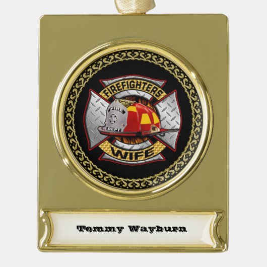 消防署金ゴールド・銀夫人バッジ ゴールドプレートバナーオーナメント (正面)