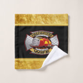 消防署金ゴールド・銀夫人バッジ バスタオルセット (ウォッシュタオル)