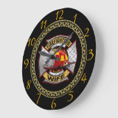 消防署金ゴールド・銀夫人バッジ ラージ壁時計 (傾斜)