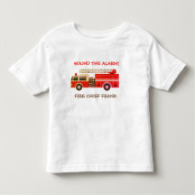 消防署長の消防車の消防車の幼児Tシャツ