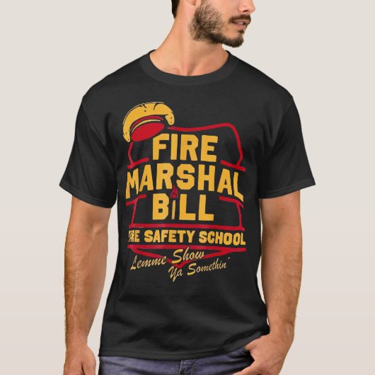 消防署長ビル安全学校おもしろい消防士 Tシャツ (正面)