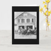 消防署1912年の前の消防士そして装置 カード (黄色い花)