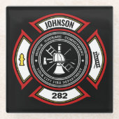 消防署ADD NAME消防士バッジレスキュー ガラスコースター (正面)