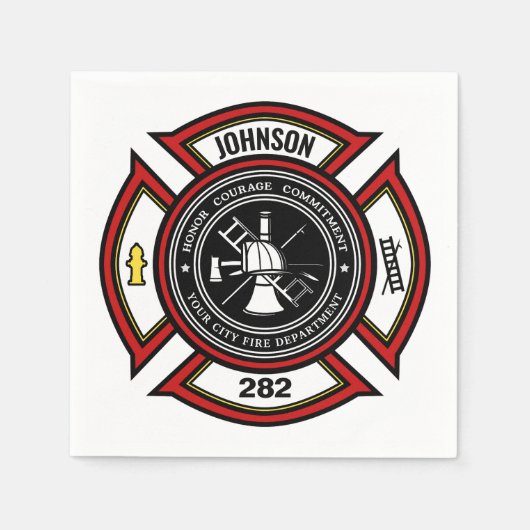 消防署ADD NAME消防士バッジレスキュー スタンダードカクテルナプキン (正面)