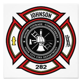 消防署ADD NAME消防士バッジレスキュー フォトプリント           