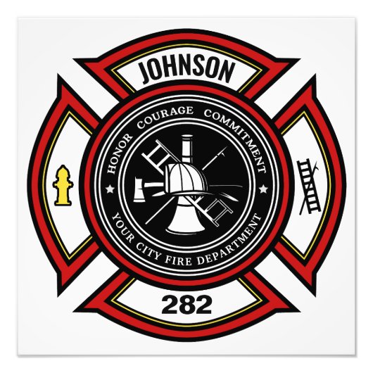 消防署ADD NAME消防士バッジレスキュー フォトプリント            (正面)