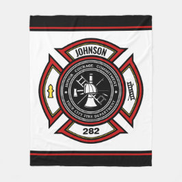 消防署ADD NAME消防士バッジレスキュー フリースブランケット