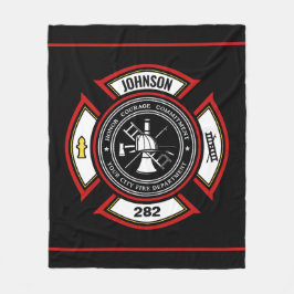 消防署ADD NAME消防士バッジレスキュー フリースブランケット