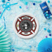 消防署ADD NAME消防士バッジレスキュー ペーパープレート (パーティー)