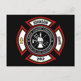 消防署ADD NAME消防士バッジレスキュー ポストカード