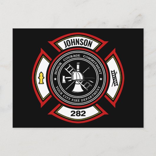 消防署ADD NAME消防士バッジレスキュー ポストカード (正面)