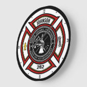 消防署ADD NAME消防士バッジレスキュー ラージ壁時計 (傾斜)