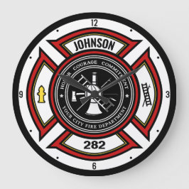 消防署ADD NAME消防士バッジレスキュー ラージ壁時計