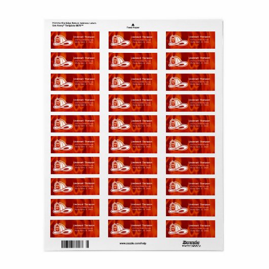 消防署Fire Hat Flames Red Return Label ラベル (フルシート)