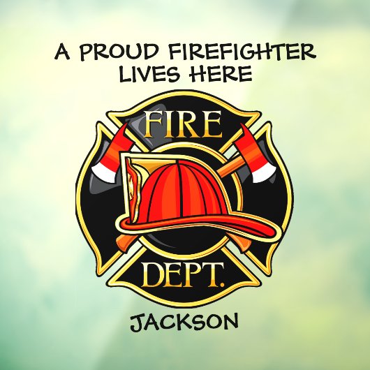 消防誇りを持った士の紋章赤と黒 ウィンドウサイン (シート3)