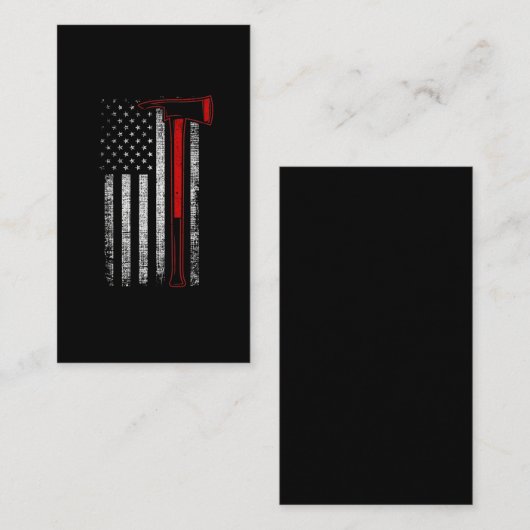 消防誇りを持った士アックス夫アメリカ国旗 名刺 (正面/裏面)