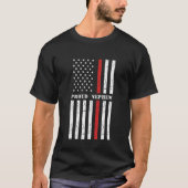 消防誇りを持った士甥ファイアマンアメリカ国旗の覇権 Tシャツ (正面)