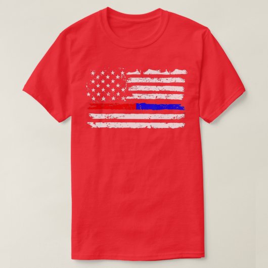 消防警察レッドブルーラインアメリカン1 Tシャツ (デザイン正面)