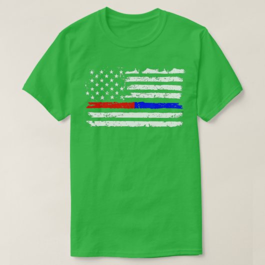 消防警察レッドブルーラインアメリカン Tシャツ (デザイン正面)