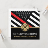 消防赤線旗消防士院卒業 カード (正面/裏面インサイチュ)