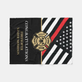 消防赤線旗消防士院卒業 フリースブランケット (正面(横))