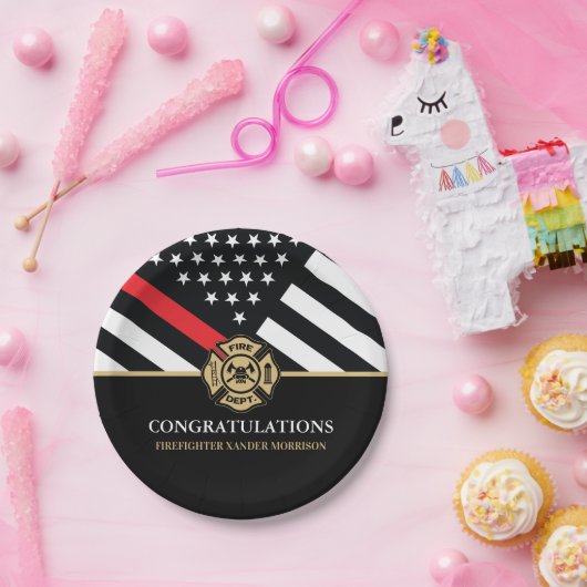 消防赤線旗消防士院卒業 ペーパープレート (パーティー)