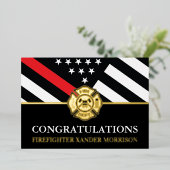 消防赤線消防士学校卒業カード 箔招待状 (立ち正面)