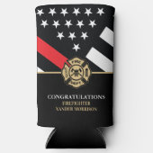 消防赤線消防士学校卒業 スリム缶クーラー (正面)