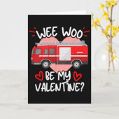 消防車がウィーウー私のバレンタインに カード (黄色い花)