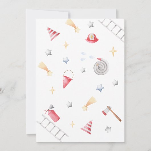 消防車が全ユニットを呼び出す誕生日ボーイ 招待状 (裏面)