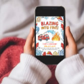 消防車が5歳の誕生日を駆け抜ける 招待状