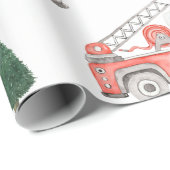 消防車とクリスマスツリーラッピング紙 ラッピングペーパー (ロールコーナー)