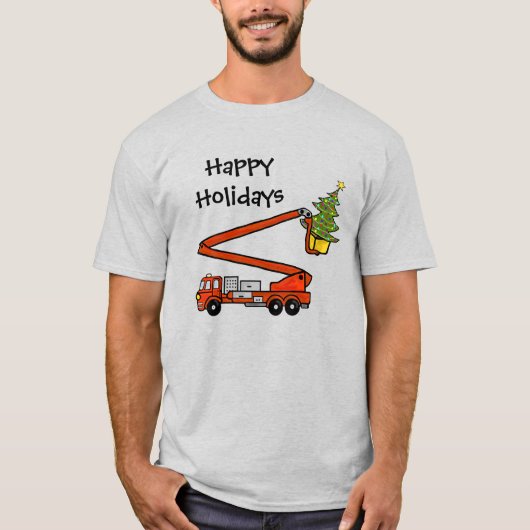 消防車とクリスマスツリーTシャツ Tシャツ (正面)