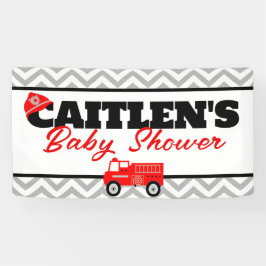 消防車とシェブロンパーティーの背景バナー 横断幕