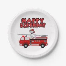 消防車とダルマチアンドッグハッピーバースデー