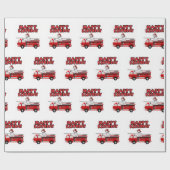 消防車とダルマチアンドッグハッピーバースデー ラッピングペーパー (フラット)