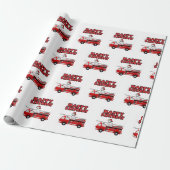 消防車とダルマチアンドッグハッピーバースデー ラッピングペーパー (アンロールド)
