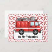 消防車とハート子のバレンタインデー 出欠カード (正面/裏面)