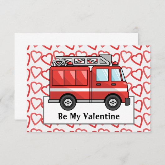 消防車とハート子のバレンタインデー 出欠カード (正面/裏面)