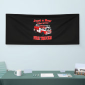 消防車と幼児の消防士を愛するジャスト・ボーイ 横断幕 (トレードショー)