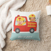 消防車と消防士の少年部屋のインテリア クッション (ブランケット)